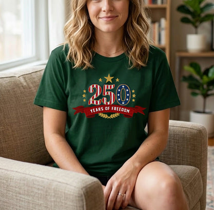 Liberty & Freedom 250 Years - Embroidered Eagle T-Shirt