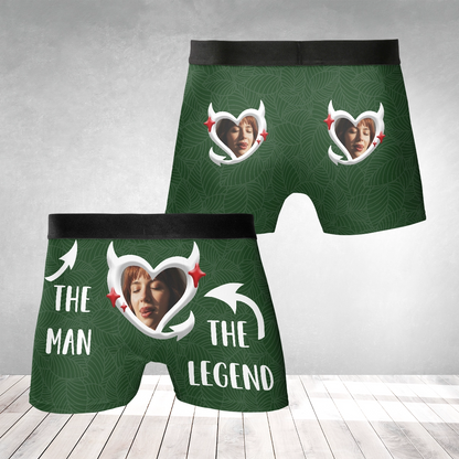 The Man. The Myth. The Legend. – Funny Confidence Boost Gift for Him – Personalized Photo Men’s Boxer Briefs
