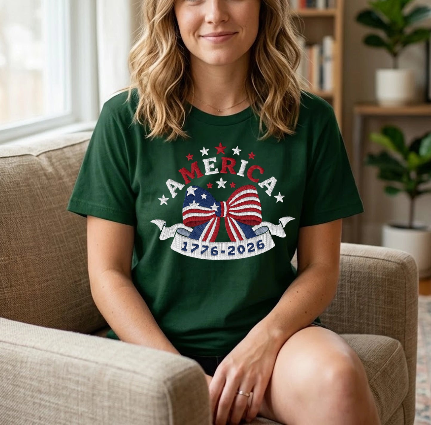 Embroidered America 250 - Patriotic T-Shirt
