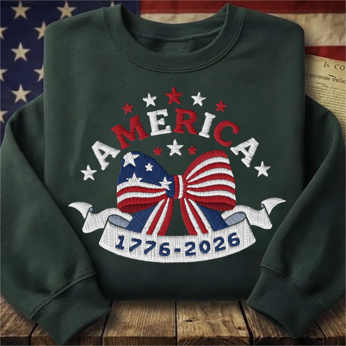 Embroidered America 250 Sweatshirt - Freedom Pullover