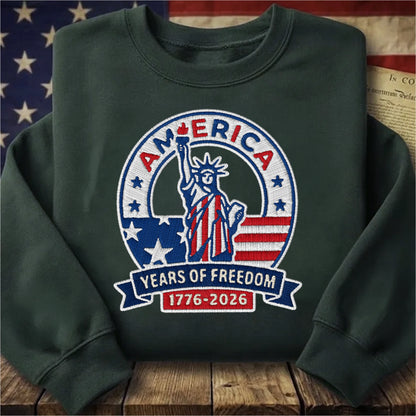 America 250 Years Embroidered Sweater - 1776 Independence Day Patriotic Gift