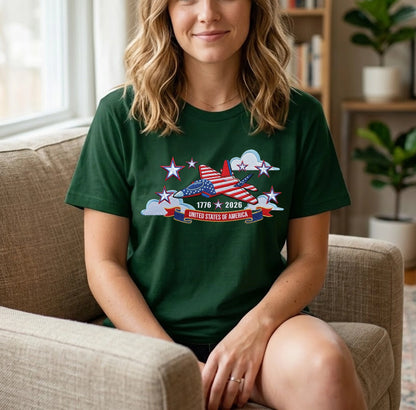 USA 250th Anniversary - Embroidered T-Shirt 1776-2026 250 Years of Freedom