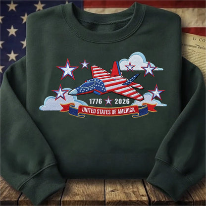 USA 250th Anniversary - Embroidered Sweatshirt 1776-2026 250 Years of Freedom