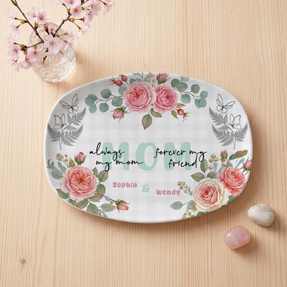 Mom We Love You – Personalized Family Name Platter – Mother’s Day Gift for Mom or Grandma – Custom Serving Platter